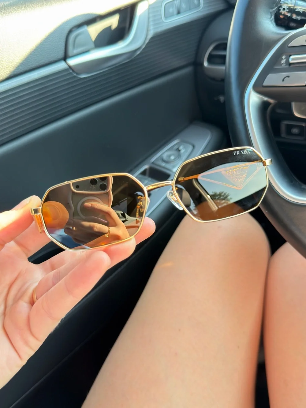 Prada Gold Frame Sunglasses with Brown Lenses
